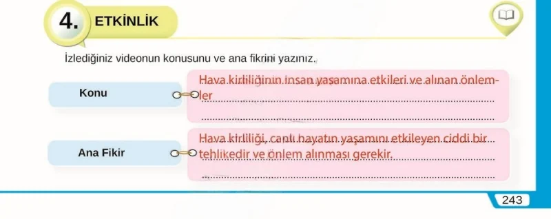 8. Sınıf Türkçe Ders Kitabı Cevapları Meb Yayınları Sayfa 243 Çözüm Görseli