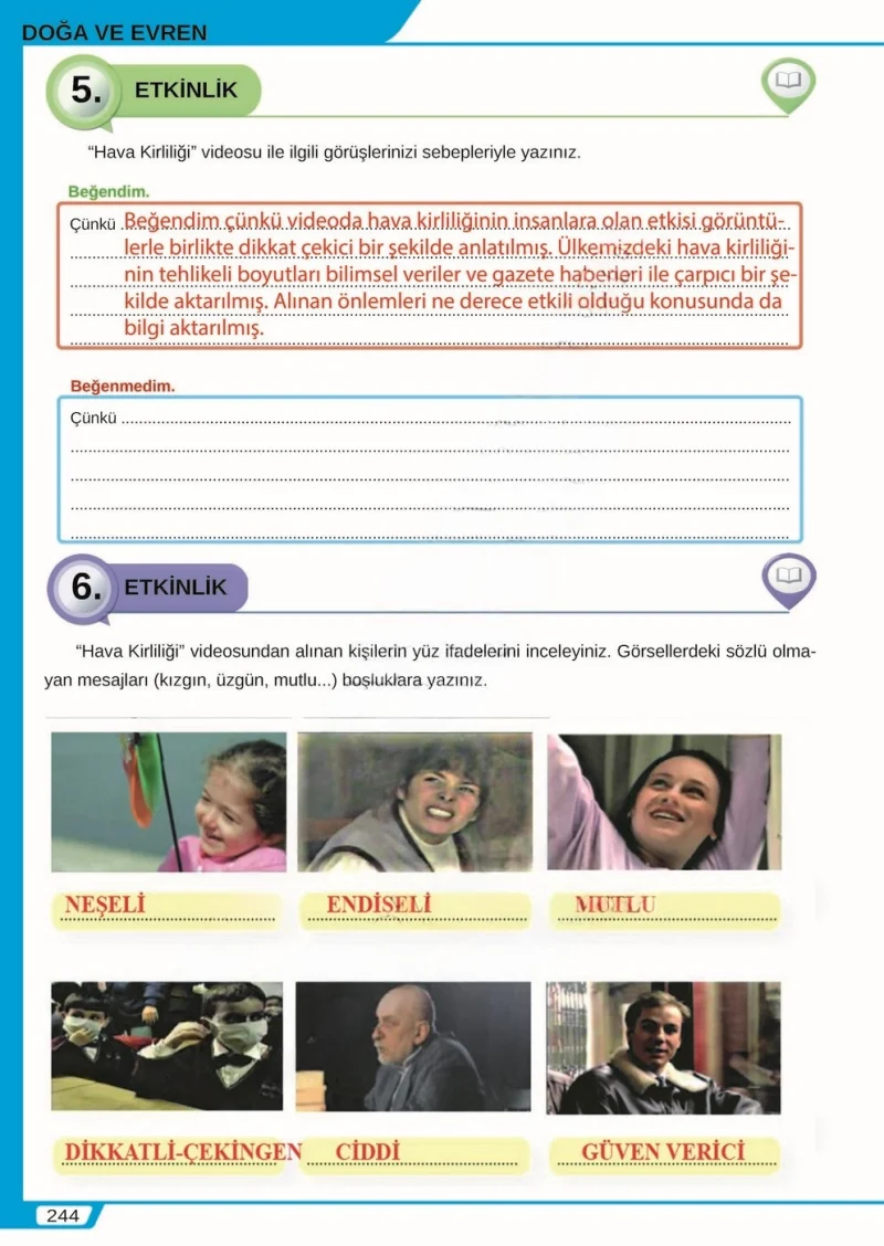8. Sınıf Türkçe Ders Kitabı Cevapları Meb Yayınları Sayfa 244 Çözüm Görseli