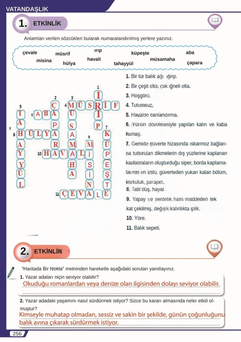 8. Sınıf Türkçe Ders Kitabı Cevapları Meb Yayınları Sayfa 256 Çözüm Görseli