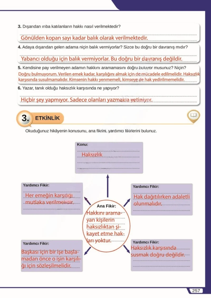 8. Sınıf Türkçe Ders Kitabı Cevapları Meb Yayınları Sayfa 257 Çözüm Görseli