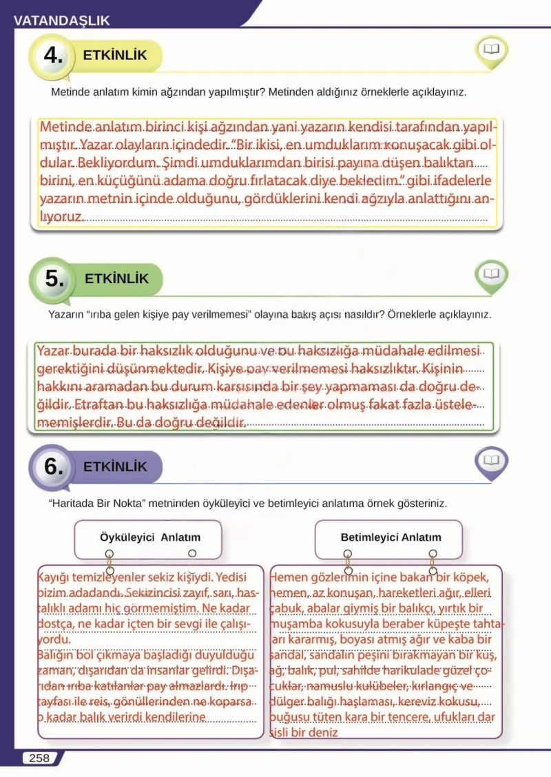 8. Sınıf Türkçe Ders Kitabı Cevapları Meb Yayınları Sayfa 258 Çözüm Görseli
