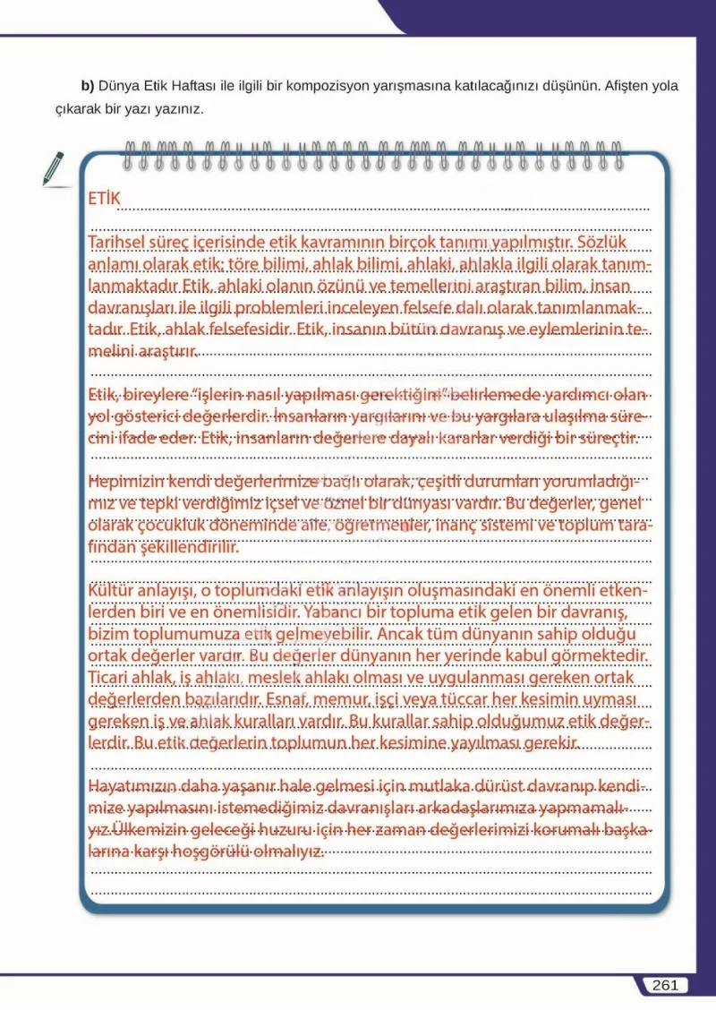 8. Sınıf Türkçe Ders Kitabı Cevapları Meb Yayınları Sayfa 261 Çözüm Görseli