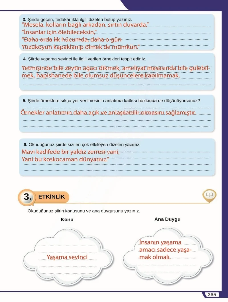 8. Sınıf Türkçe Ders Kitabı Cevapları Meb Yayınları Sayfa 265 Çözüm Görseli