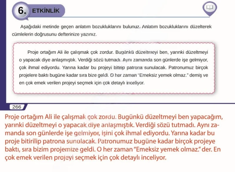 8. Sınıf Türkçe Ders Kitabı Cevapları Meb Yayınları Sayfa 266 Çözüm Görseli