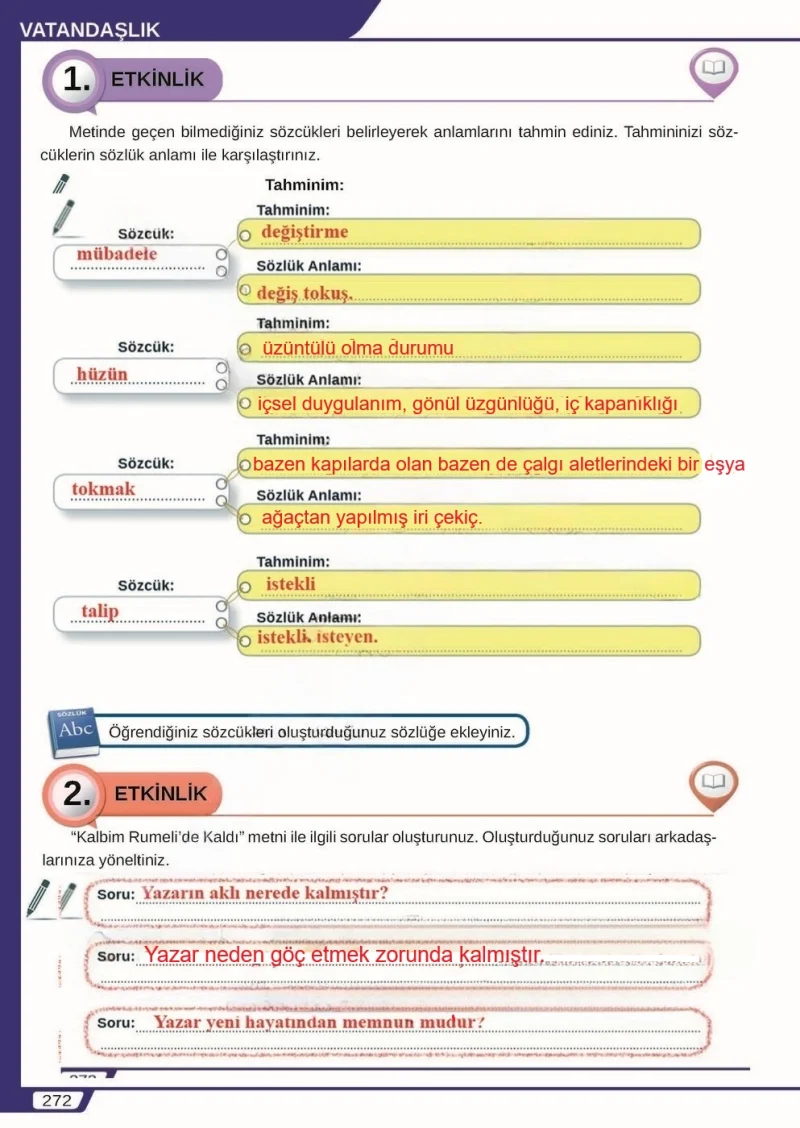 8. Sınıf Türkçe Ders Kitabı Cevapları Meb Yayınları Sayfa 272 Çözüm Görseli