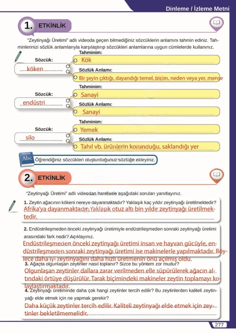 8. Sınıf Türkçe Ders Kitabı Cevapları Meb Yayınları Sayfa 277 Çözüm Görseli