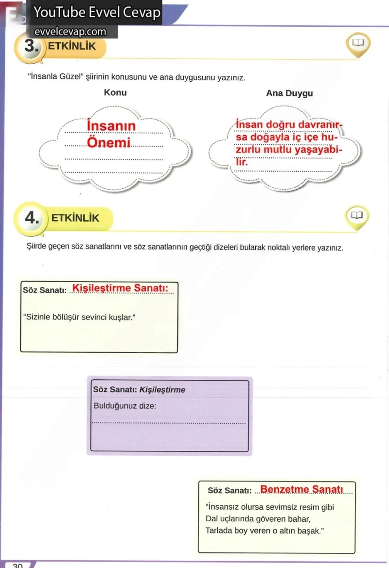 8. Sınıf Türkçe Ders Kitabı Cevapları Meb Yayınları Sayfa 30 Çözüm Görseli