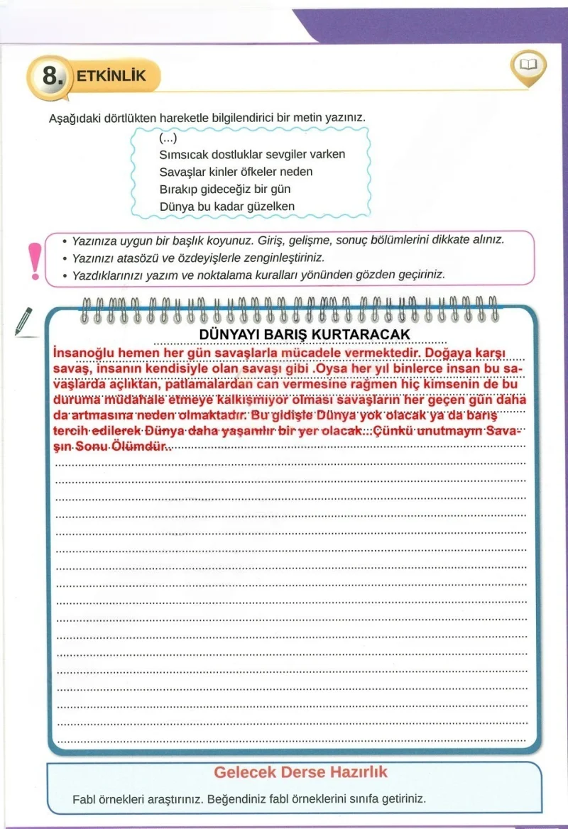 8. Sınıf Türkçe Ders Kitabı Cevapları Meb Yayınları Sayfa 33 Çözüm Görseli