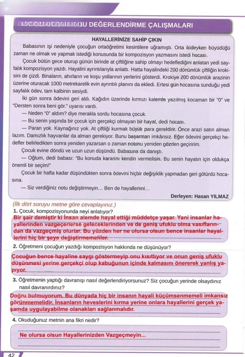 8. Sınıf Türkçe Ders Kitabı Cevapları Meb Yayınları Sayfa 42 Çözüm Görseli