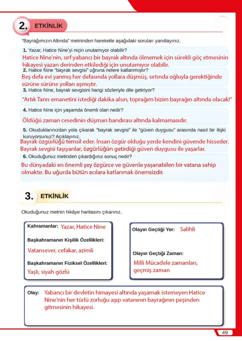 8. Sınıf Türkçe Ders Kitabı Cevapları Meb Yayınları Sayfa 49 Çözüm Görseli
