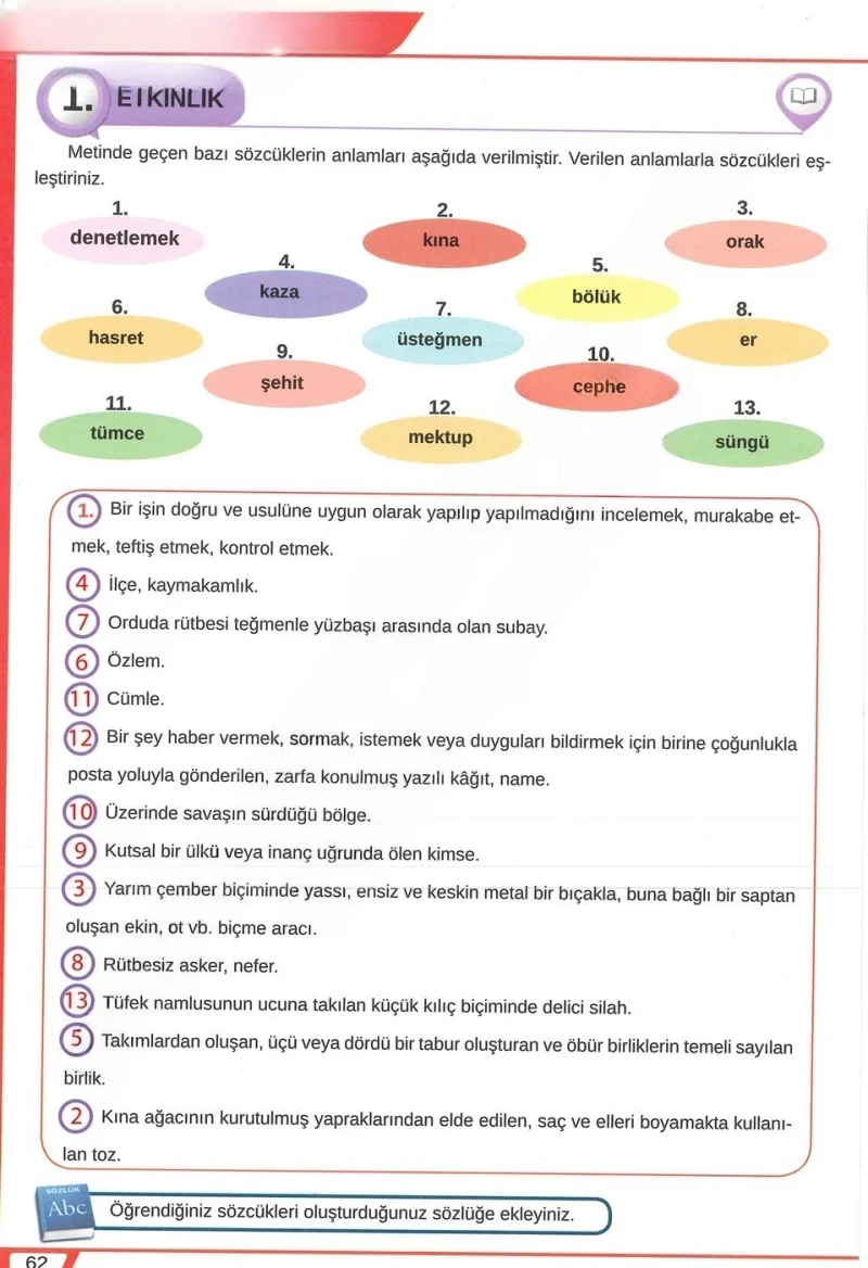 8. Sınıf Türkçe Ders Kitabı Cevapları Meb Yayınları Sayfa 62 Çözüm Görseli