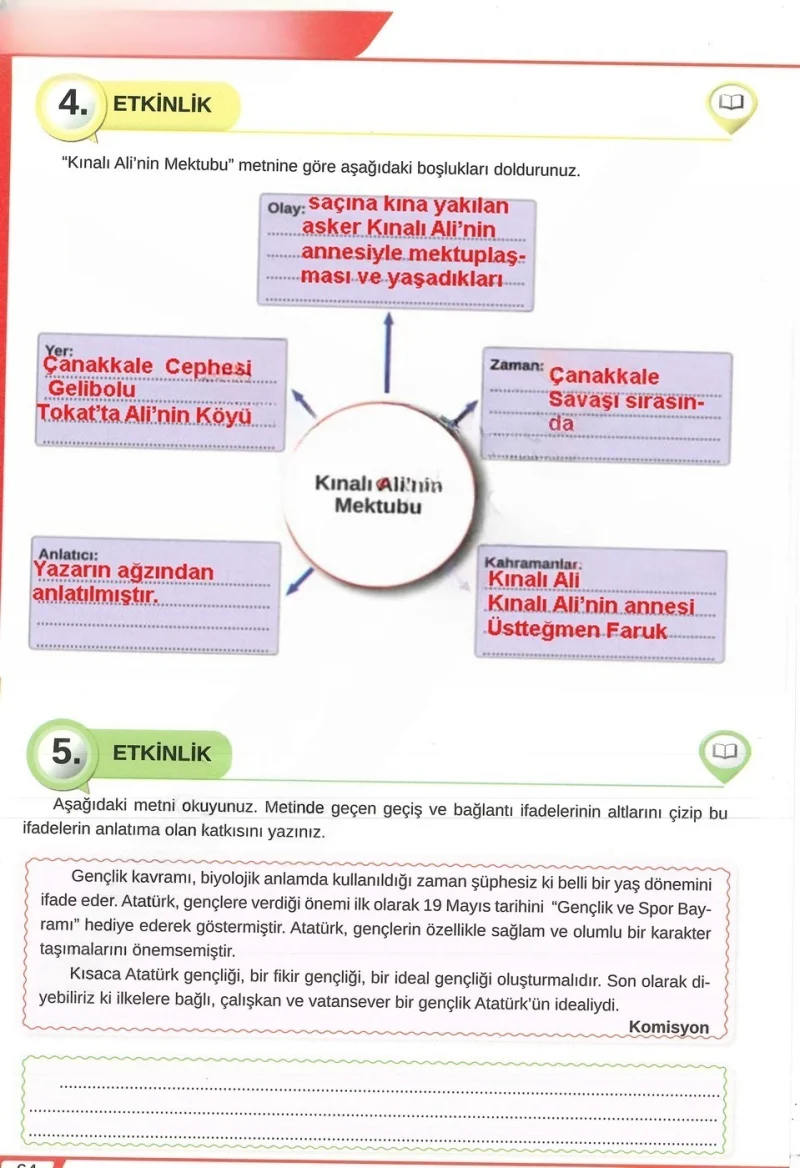 8. Sınıf Türkçe Ders Kitabı Cevapları Meb Yayınları Sayfa 64 Çözüm Görseli