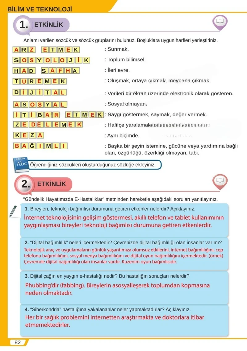 8. Sınıf Türkçe Ders Kitabı Cevapları Meb Yayınları Sayfa 82 Çözüm Görseli