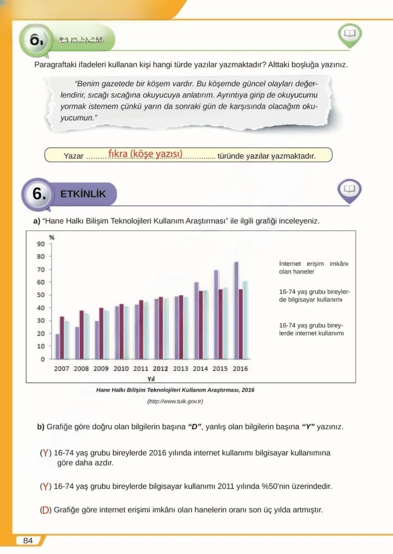 8. Sınıf Türkçe Ders Kitabı Cevapları Meb Yayınları Sayfa 84 Çözüm Görseli