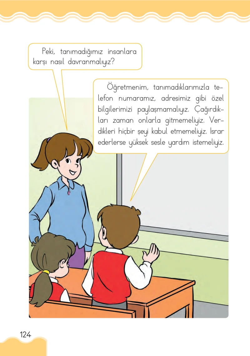 1. Sınıf Hayat Bilgisi Ders Kitabı Cevapları Ardıç Yayınları Sayfa 124