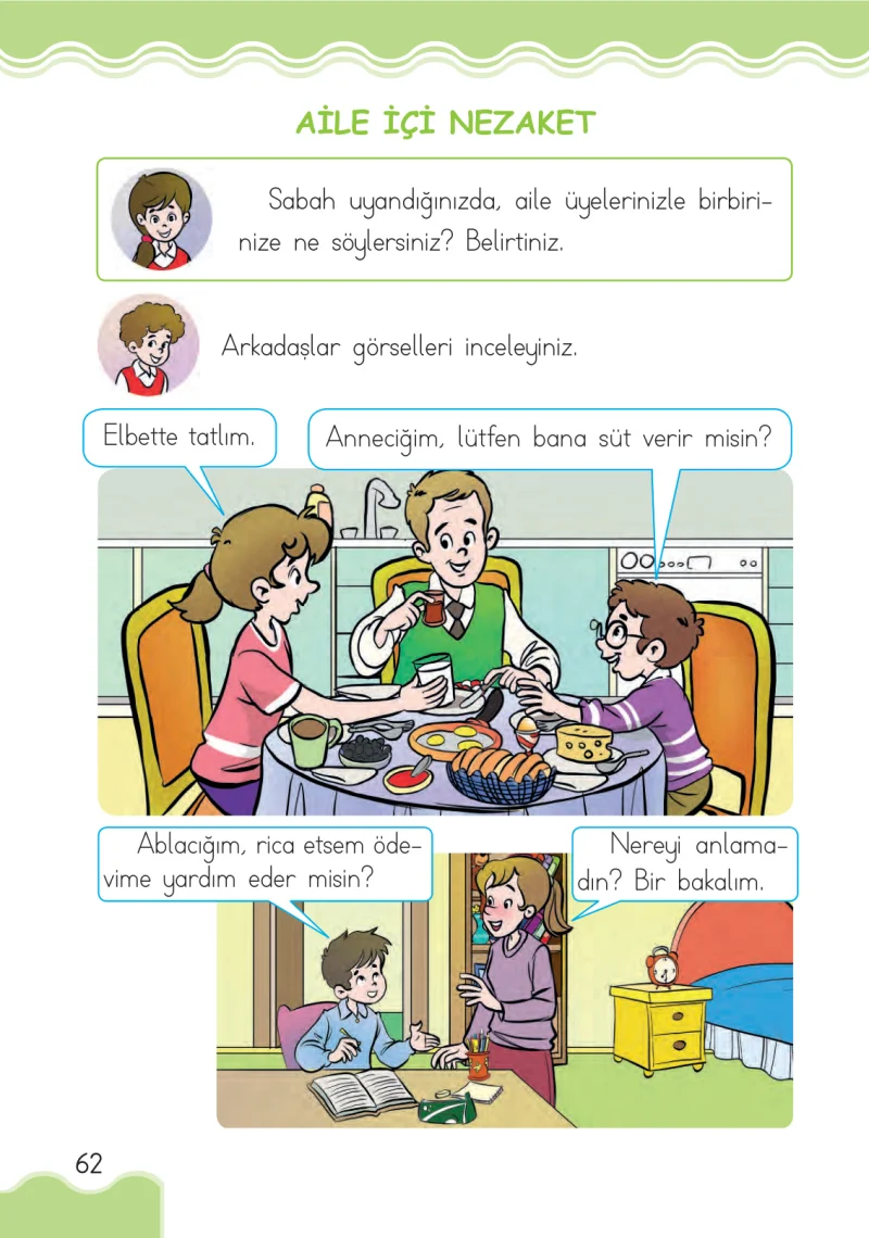1. Sınıf Hayat Bilgisi Ders Kitabı Cevapları Ardıç Yayınları Sayfa 62