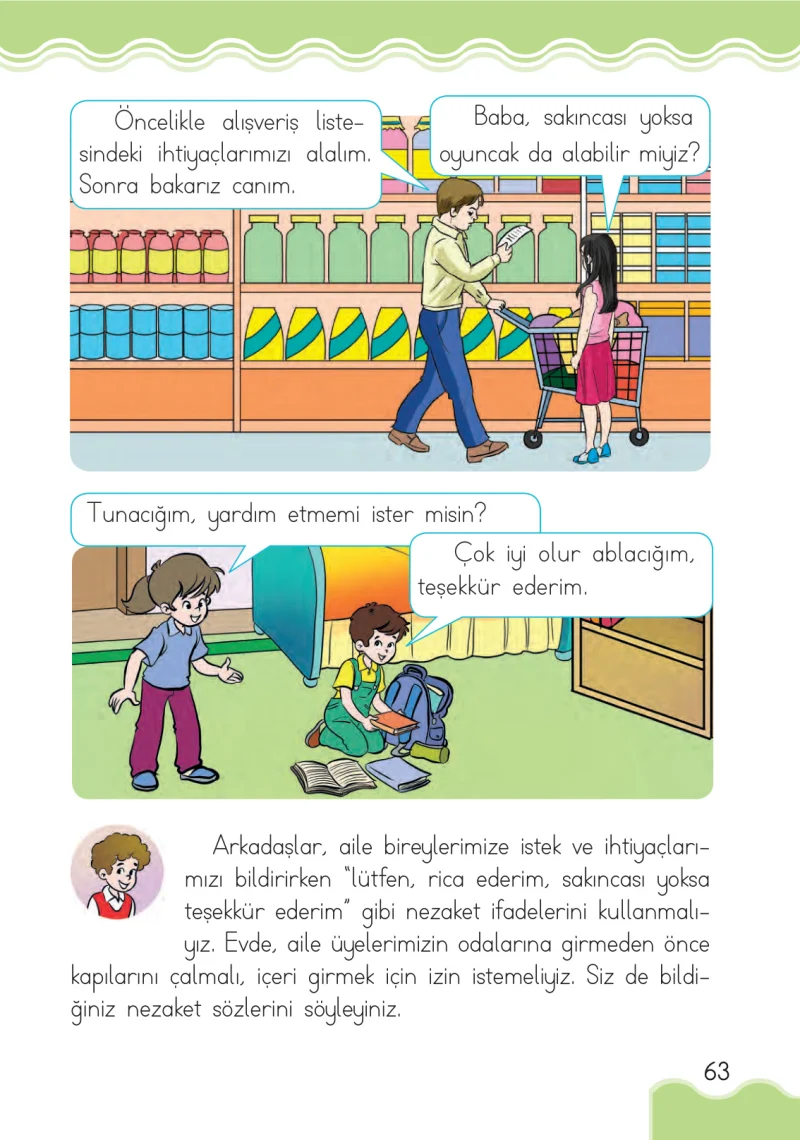 1. Sınıf Hayat Bilgisi Ders Kitabı Cevapları Ardıç Yayınları Sayfa 63