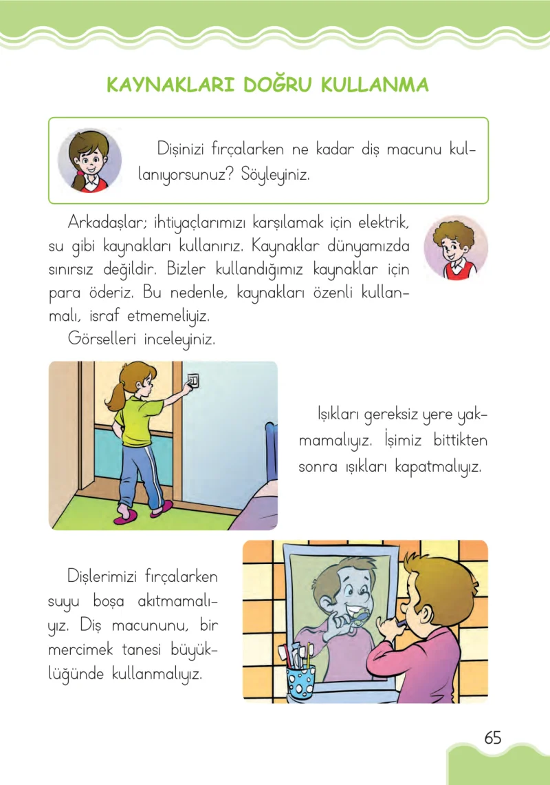 1. Sınıf Hayat Bilgisi Ders Kitabı Cevapları Ardıç Yayınları Sayfa 65