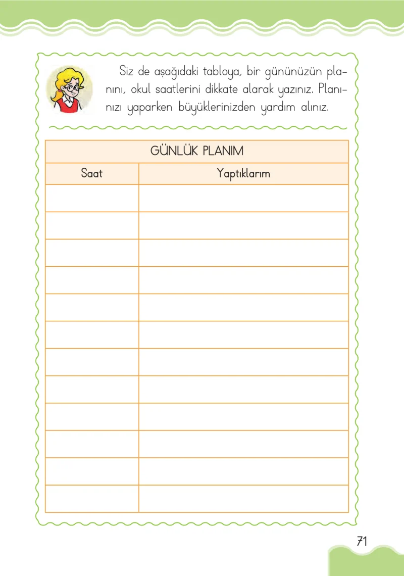 1. Sınıf Hayat Bilgisi Ders Kitabı Cevapları Ardıç Yayınları Sayfa 71