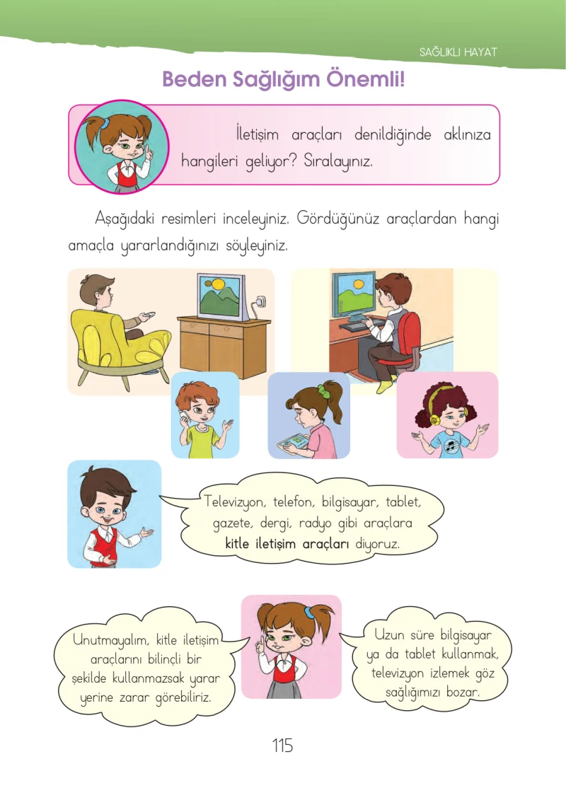 1. Sınıf Hayat Bilgisi Ders Kitabı Cevapları İhsan Yayıncılık Sayfa 115