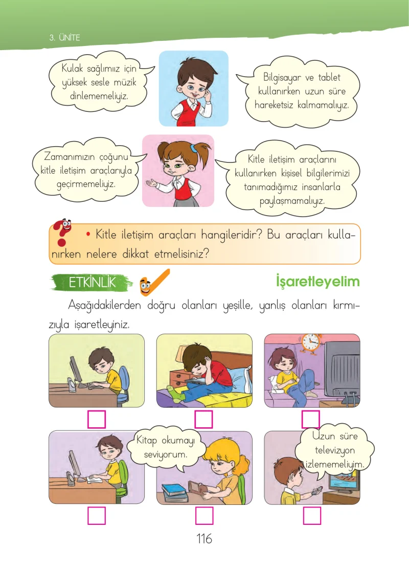 1. Sınıf Hayat Bilgisi Ders Kitabı Cevapları İhsan Yayıncılık Sayfa 116