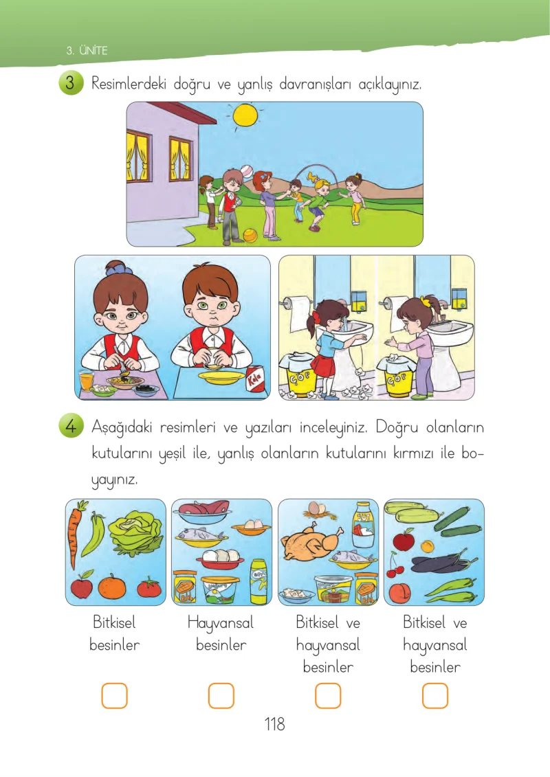 1. Sınıf Hayat Bilgisi Ders Kitabı Cevapları İhsan Yayıncılık Sayfa 118
