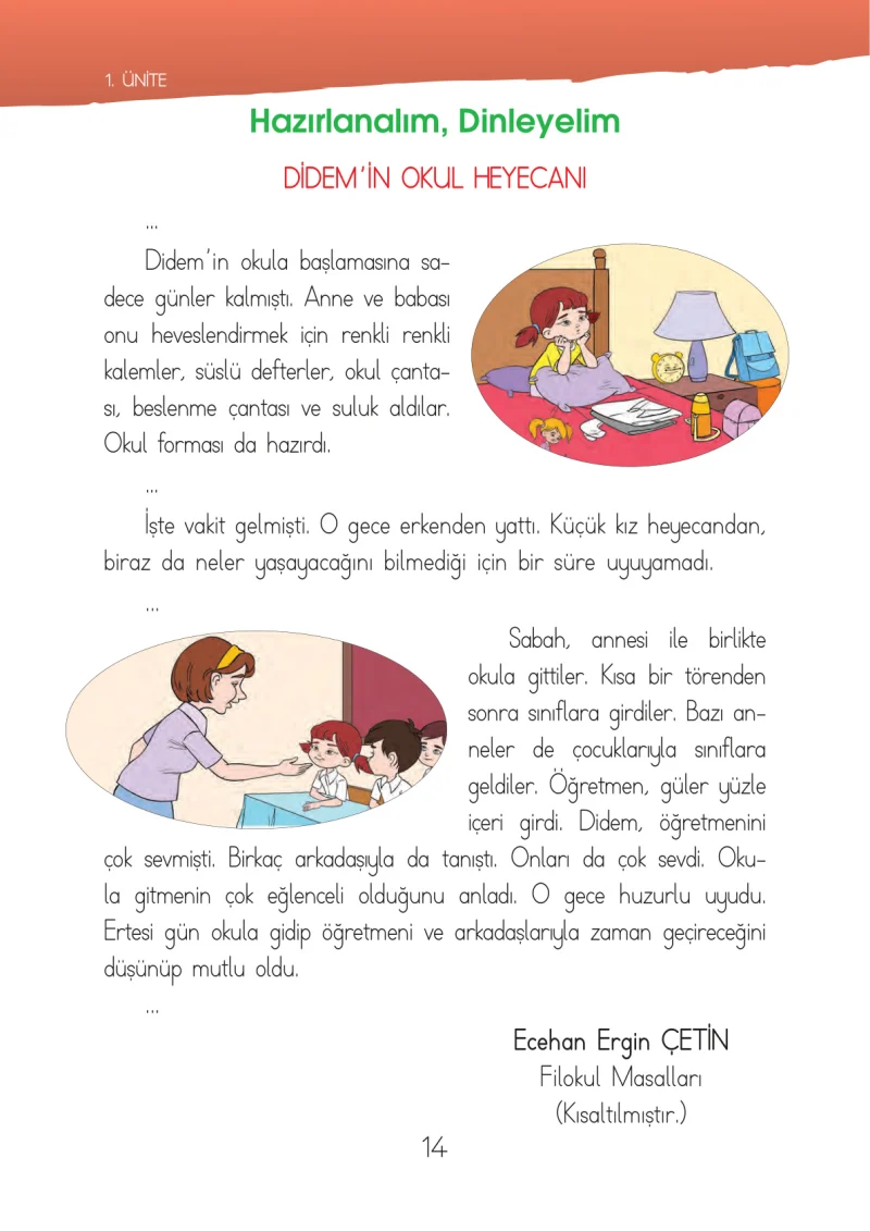 1. Sınıf Hayat Bilgisi Ders Kitabı Cevapları İhsan Yayıncılık Sayfa 14