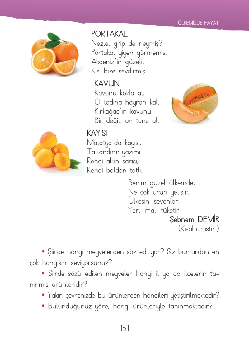 1. Sınıf Hayat Bilgisi Ders Kitabı Cevapları İhsan Yayıncılık Sayfa 151