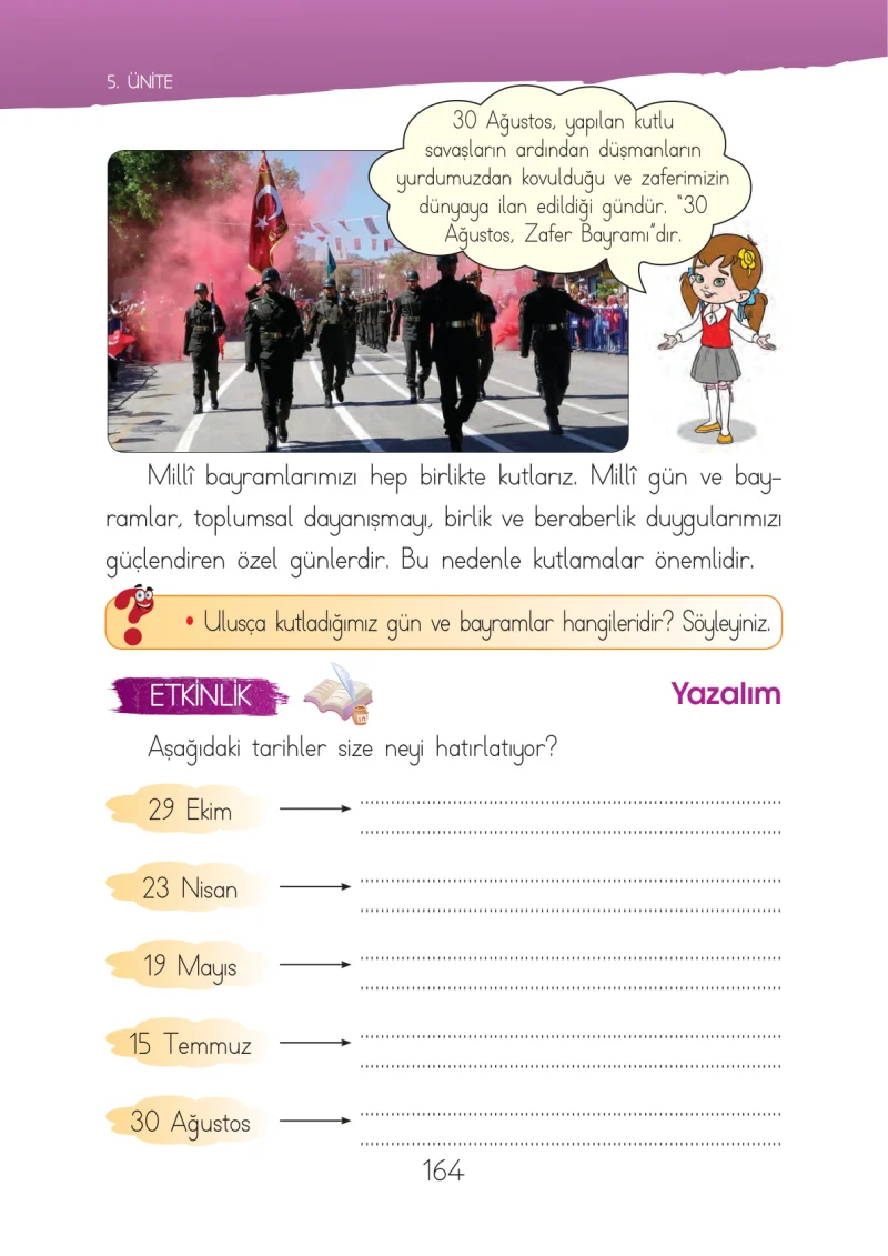 1. Sınıf Hayat Bilgisi Ders Kitabı Cevapları İhsan Yayıncılık Sayfa 164