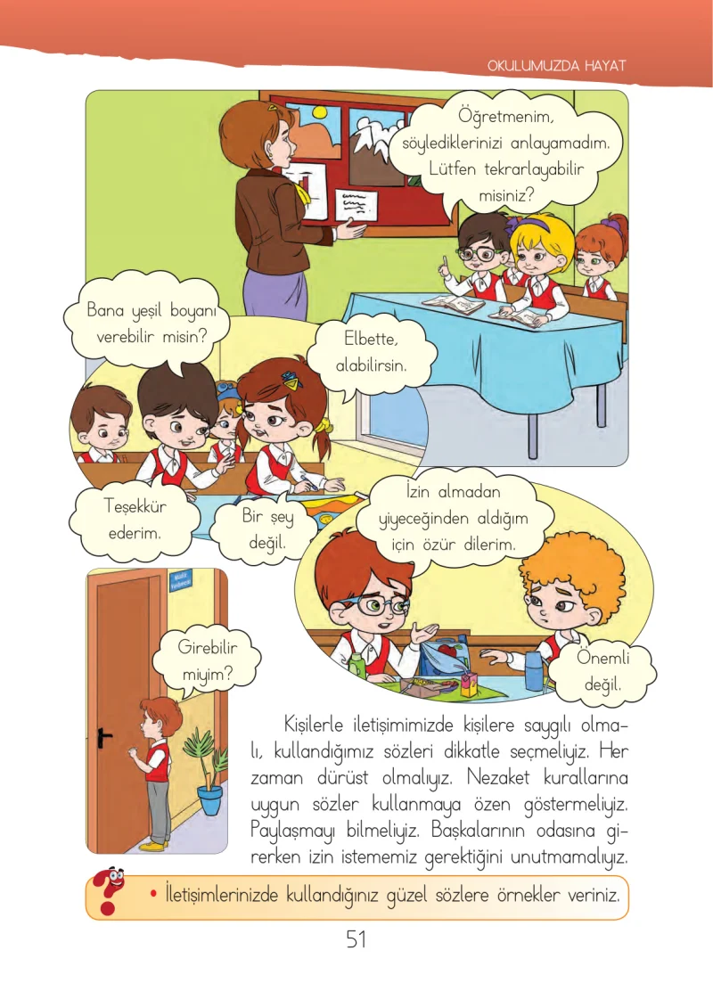 1. Sınıf Hayat Bilgisi Ders Kitabı Cevapları İhsan Yayıncılık Sayfa 51