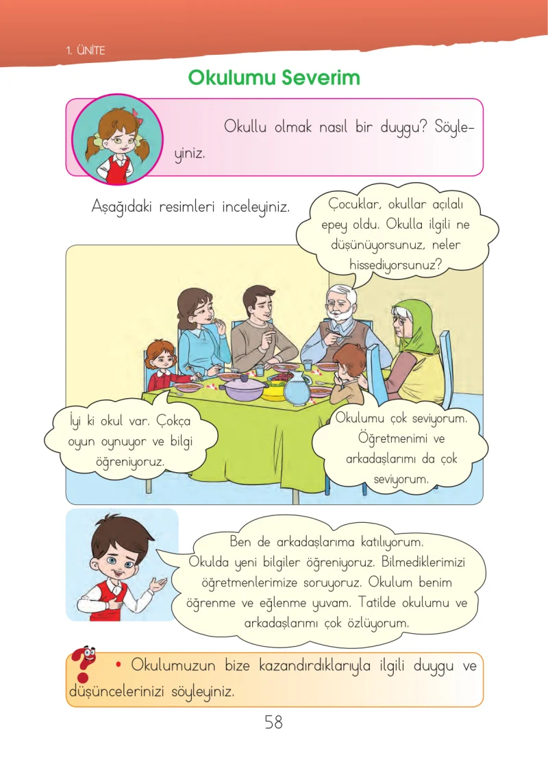 1. Sınıf Hayat Bilgisi Ders Kitabı Cevapları İhsan Yayıncılık Sayfa 58