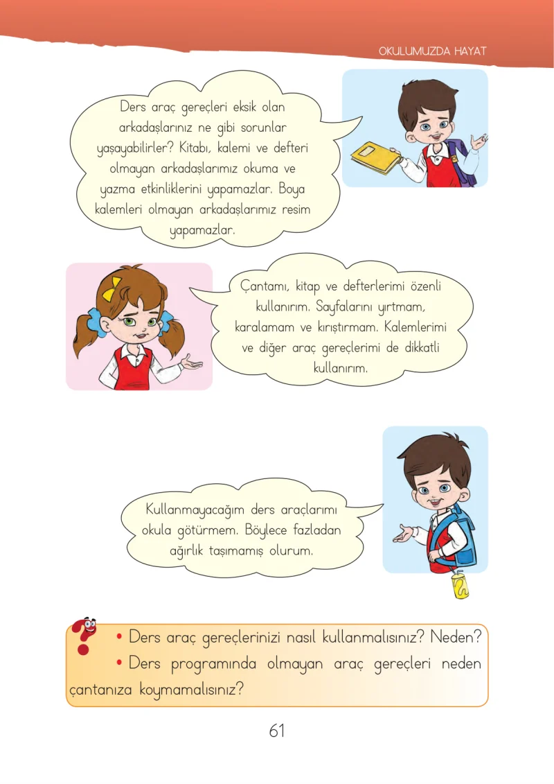 1. Sınıf Hayat Bilgisi Ders Kitabı Cevapları İhsan Yayıncılık Sayfa 61