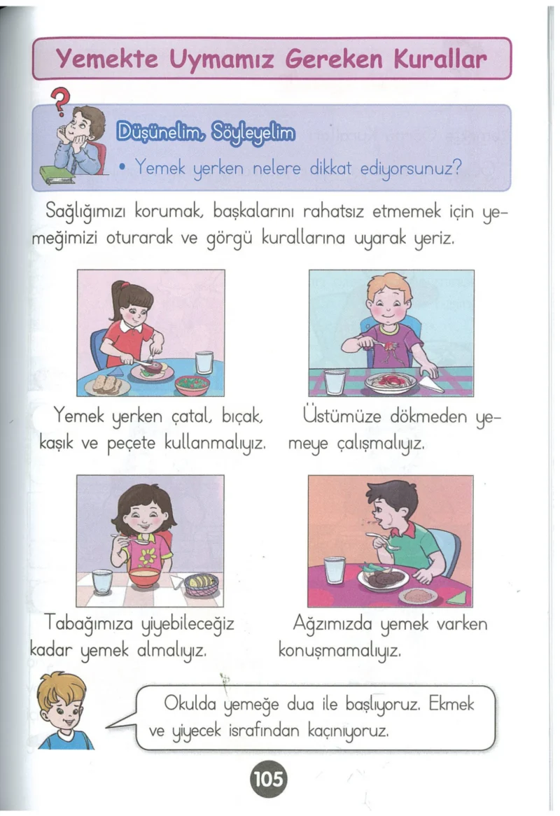 1. Sınıf Hayat Bilgisi Ders Kitabı Cevapları Kök-e Yayınları Sayfa 105