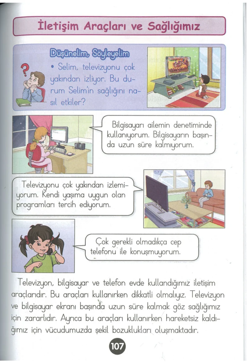 1. Sınıf Hayat Bilgisi Ders Kitabı Cevapları Kök-e Yayınları Sayfa 107