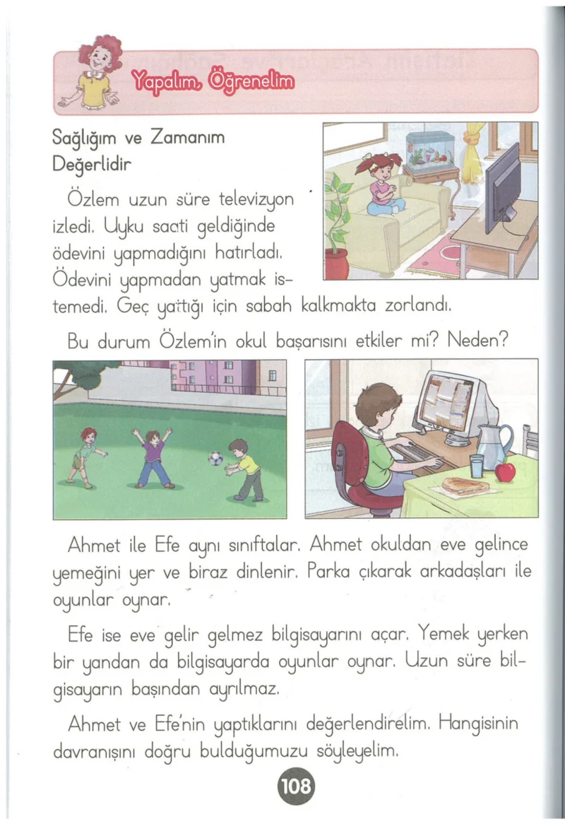 1. Sınıf Hayat Bilgisi Ders Kitabı Cevapları Kök-e Yayınları Sayfa 108