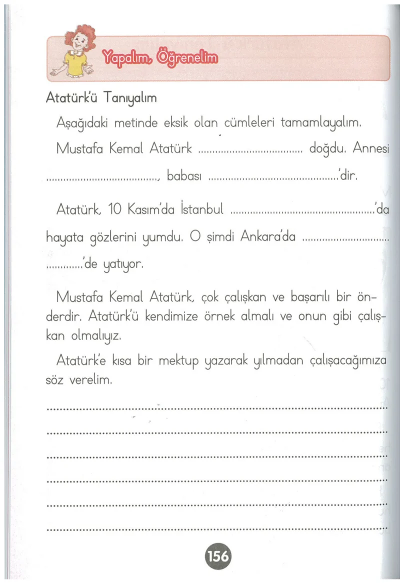 1. Sınıf Hayat Bilgisi Ders Kitabı Cevapları Kök-e Yayınları Sayfa 156