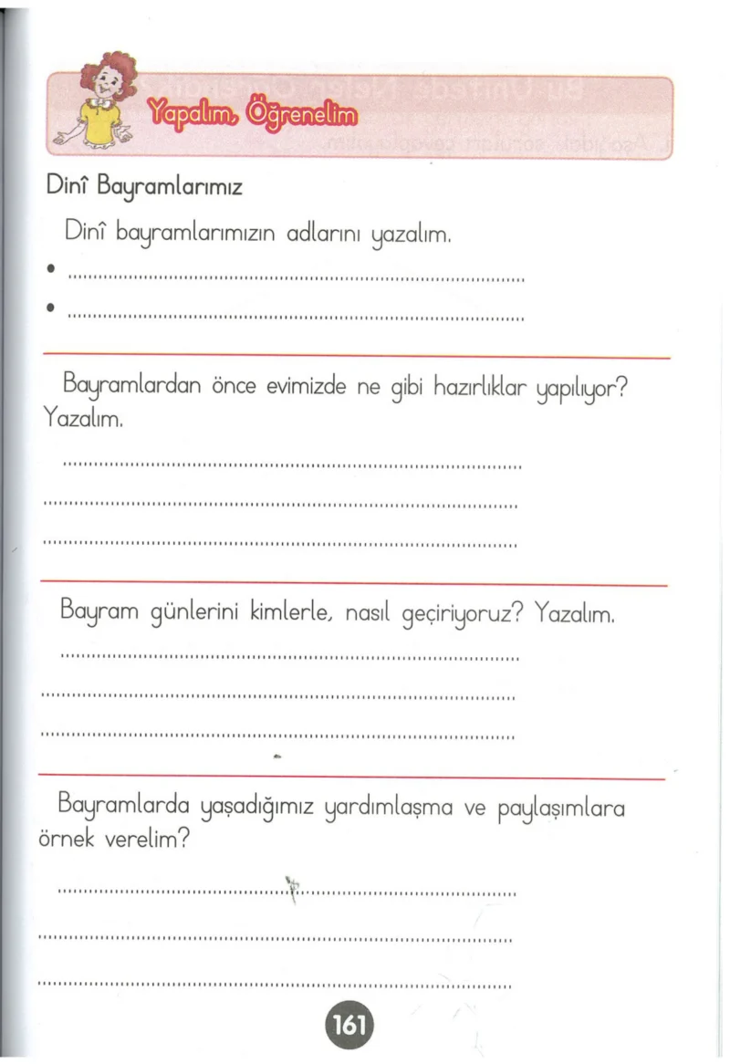 1. Sınıf Hayat Bilgisi Ders Kitabı Cevapları Kök-e Yayınları Sayfa 161