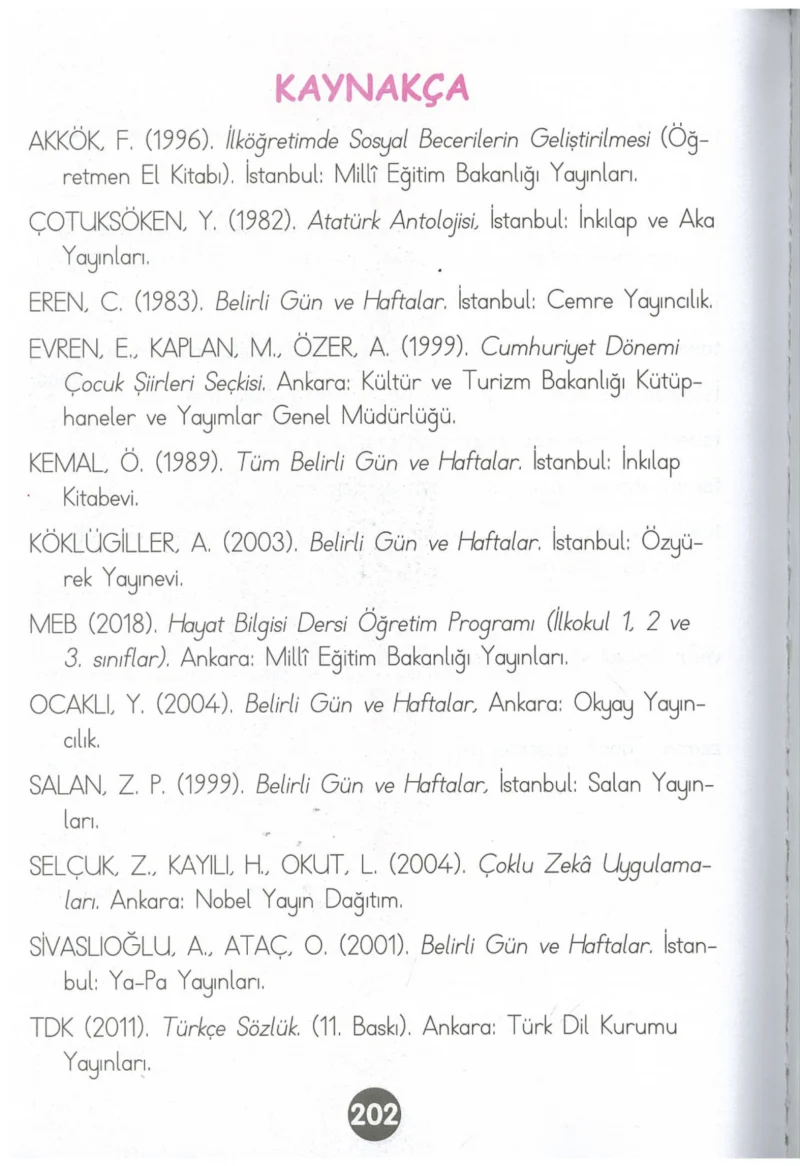1. Sınıf Hayat Bilgisi Ders Kitabı Cevapları Kök-e Yayınları Sayfa 202
