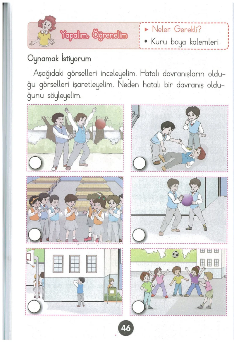 1. Sınıf Hayat Bilgisi Ders Kitabı Cevapları Kök-e Yayınları Sayfa 46