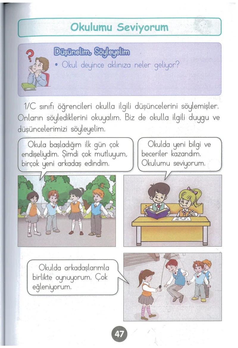 1. Sınıf Hayat Bilgisi Ders Kitabı Cevapları Kök-e Yayınları Sayfa 47