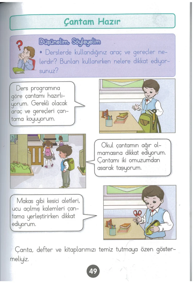 1. Sınıf Hayat Bilgisi Ders Kitabı Cevapları Kök-e Yayınları Sayfa 49