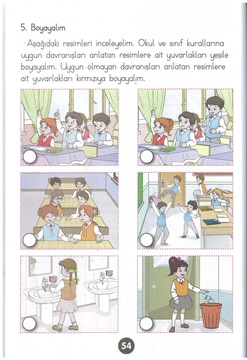 1. Sınıf Hayat Bilgisi Ders Kitabı Cevapları Kök-e Yayınları Sayfa 54