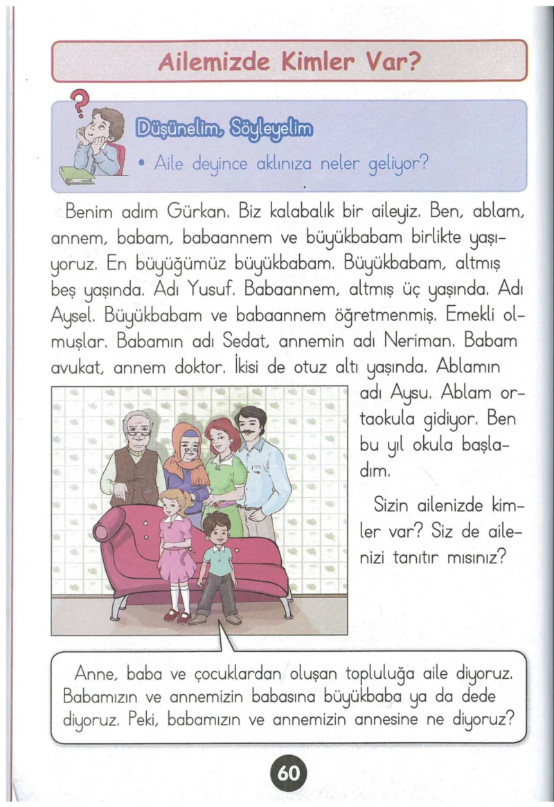 1. Sınıf Hayat Bilgisi Ders Kitabı Cevapları Kök-e Yayınları Sayfa 60