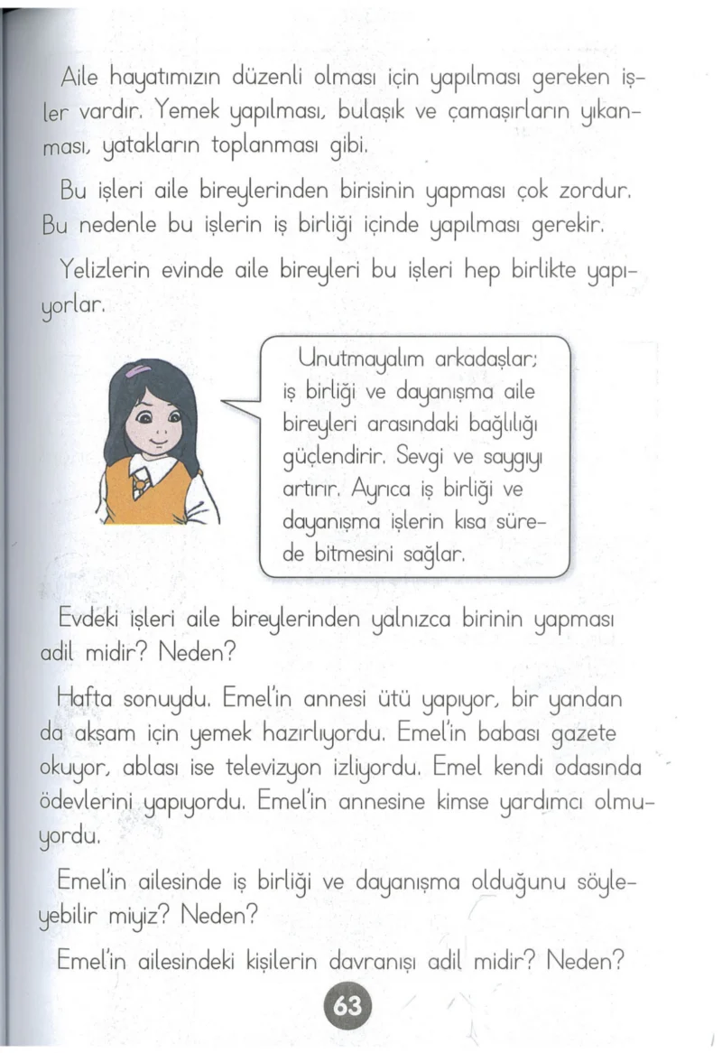 1. Sınıf Hayat Bilgisi Ders Kitabı Cevapları Kök-e Yayınları Sayfa 63