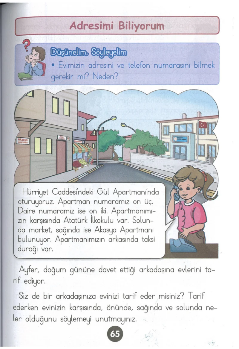 1. Sınıf Hayat Bilgisi Ders Kitabı Cevapları Kök-e Yayınları Sayfa 65