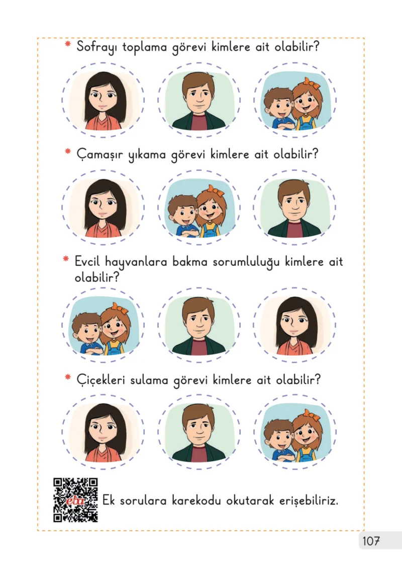 1. Sınıf Hayat Bilgisi Ders Kitabı Cevapları Meb Yayınları 1. Kitap Sayfa 107