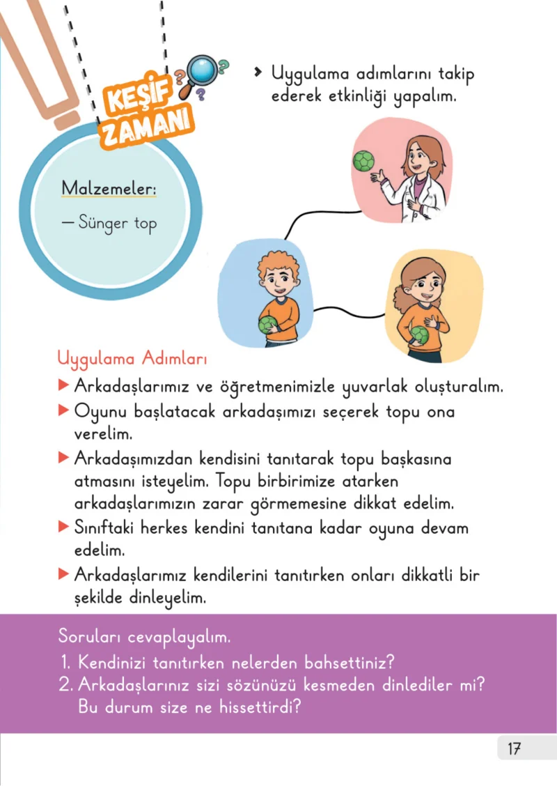 1. Sınıf Hayat Bilgisi Ders Kitabı Cevapları Meb Yayınları 1. Kitap Sayfa 17