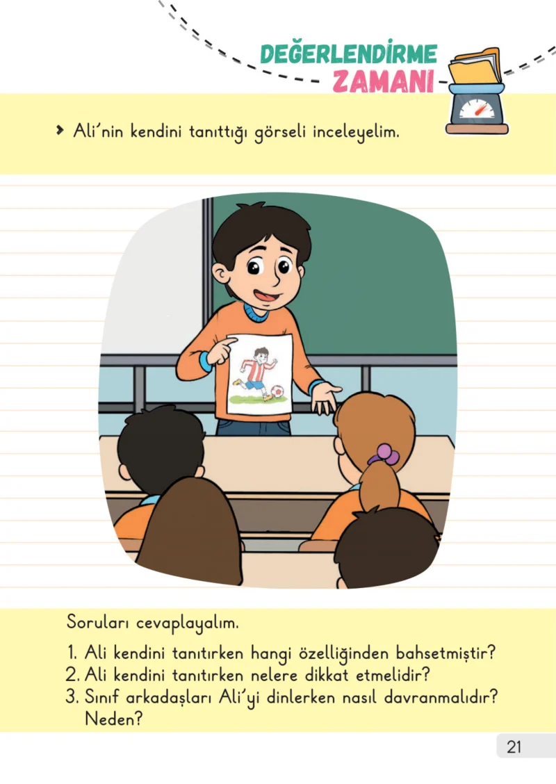 1. Sınıf Hayat Bilgisi Ders Kitabı Cevapları Meb Yayınları 1. Kitap Sayfa 21