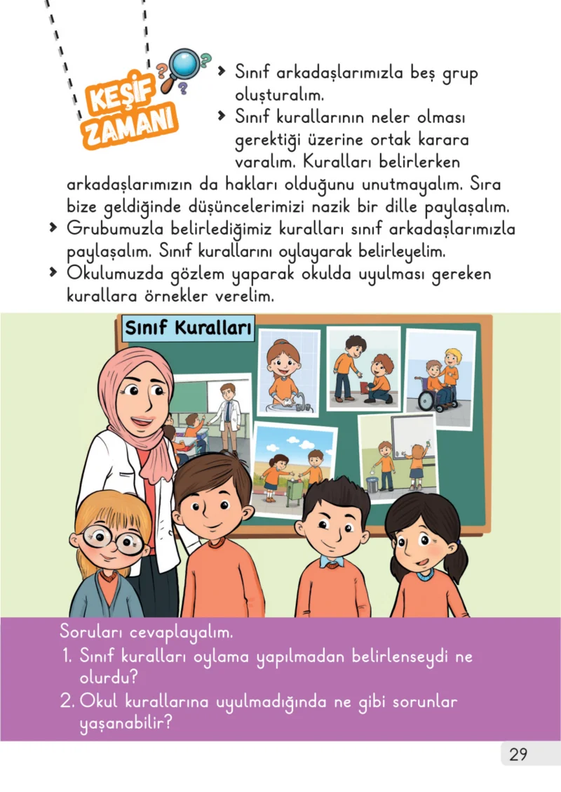 1. Sınıf Hayat Bilgisi Ders Kitabı Cevapları Meb Yayınları 1. Kitap Sayfa 29