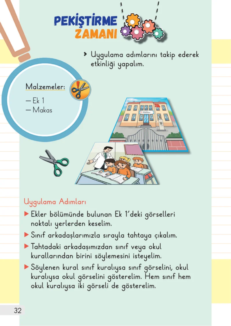 1. Sınıf Hayat Bilgisi Ders Kitabı Cevapları Meb Yayınları 1. Kitap Sayfa 32